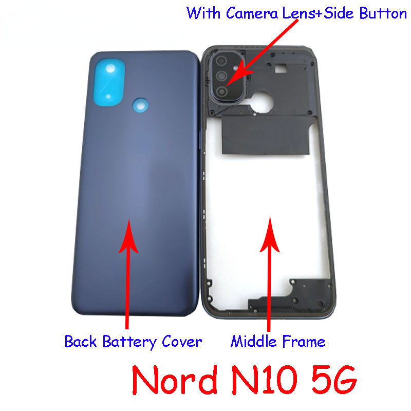 คุณภาพ AAAA สําหรับ OnePlus Nord N10 5G BE2025 กรอบกลาง + ฝาหลังแบตเตอรี่พร้อมเลนส์กล้องกรณีอะไหล่ซ่อม