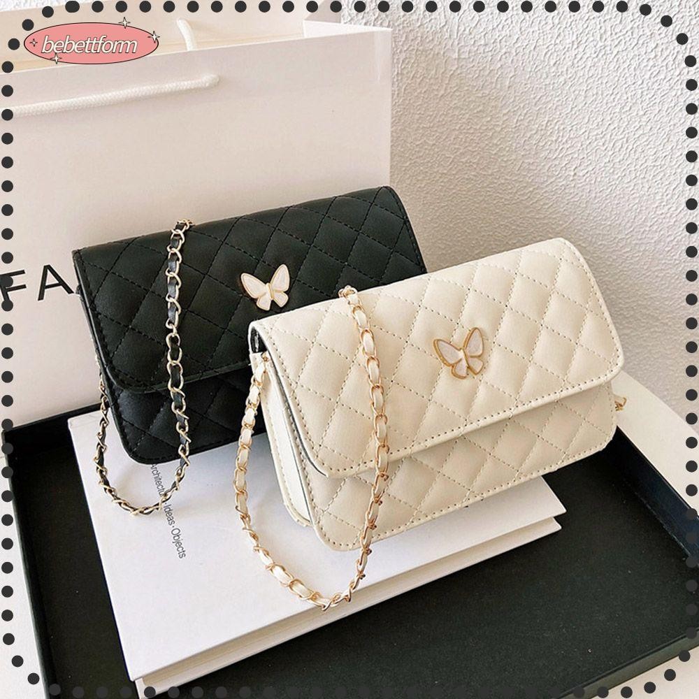Bebettform กระเป๋าสะพายข้าง สะพายขึ้นไหล่ หนัง Pu กระเป๋าแฟชั่นผู้หญิงโซ่สีทอง