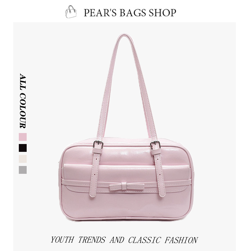 กระเป๋าสะพายเดี่ยว สไตล์ใหม่ สีทึบ สไตล์บัลเล่ต์ โบว์ กระเป๋าถือ เรียบง่ายสบาย กระเป๋าสะพายเดี่ยว