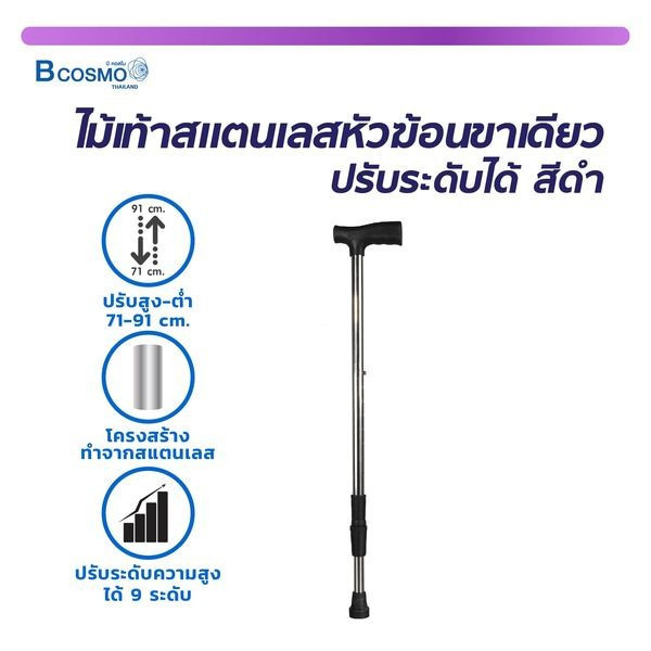 GIRH 🚀 จัดส่งในวันเดียวกัน 🚀ไม้เท้า ไม้เท้าคนแก่ มือจับหัวฆ้อน แบบขาเดียว สามารถปรับระดับได้