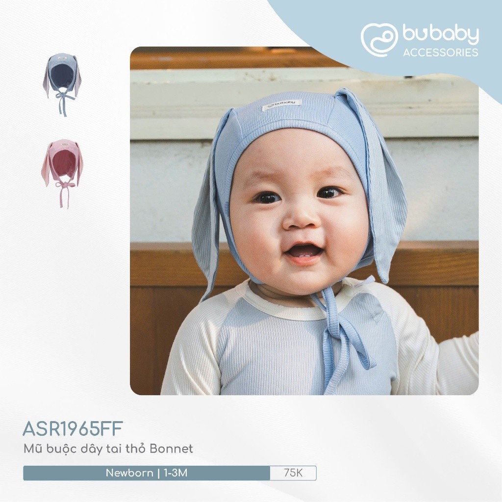 Bubaby ASR1965FF Bonnet หมวกผูกเชือกหูกระต่ายสําหรับเด็กทารก