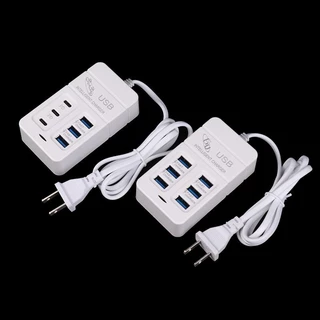 Nle 1PC US Plug 6 พอร์ต Multiport USB Charger 35W PD Type-C โทรศัพท์มือถือ Fast Charge Wall Chargers TypeC USB Hub อะแดปเตอร์ N
