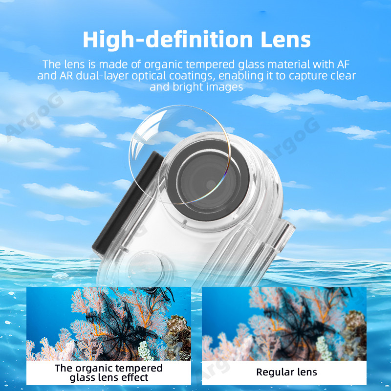 Argog เคสกันน้ําสําหรับ Insta360 Go 3s / Go 3 40M โปร่งใสใต้น้ําดําน้ําเกราะป้องกัน Go 3s อุปกรณ์เสริม