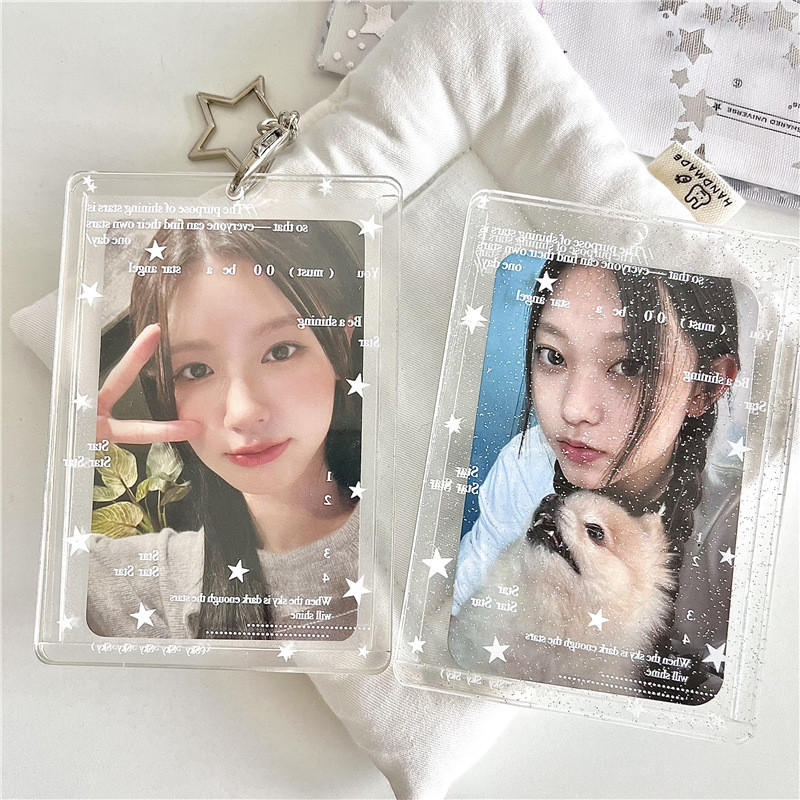 Ins Star ผู้ถือบัตรอะคริลิคใส ID Card Photocard Protector