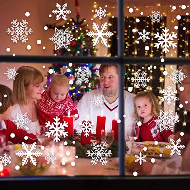 36 ชิ้น Merry Christmas Snowflake Snowman สติกเกอร์หน้าต่างคริสต์มาสสติ๊กเกอร์ติดผนังห้องเด็กสติ๊กเกอร์ติดผนัง
