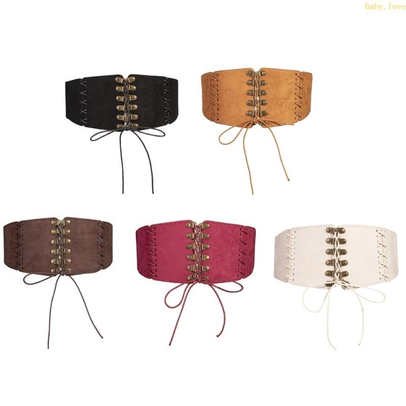 Dasbsug Steampunk Corset Belt ผู้หญิงเอว Cincher Lace-Up ผูกเข็มขัดเอวกว้างสําหรับสาว