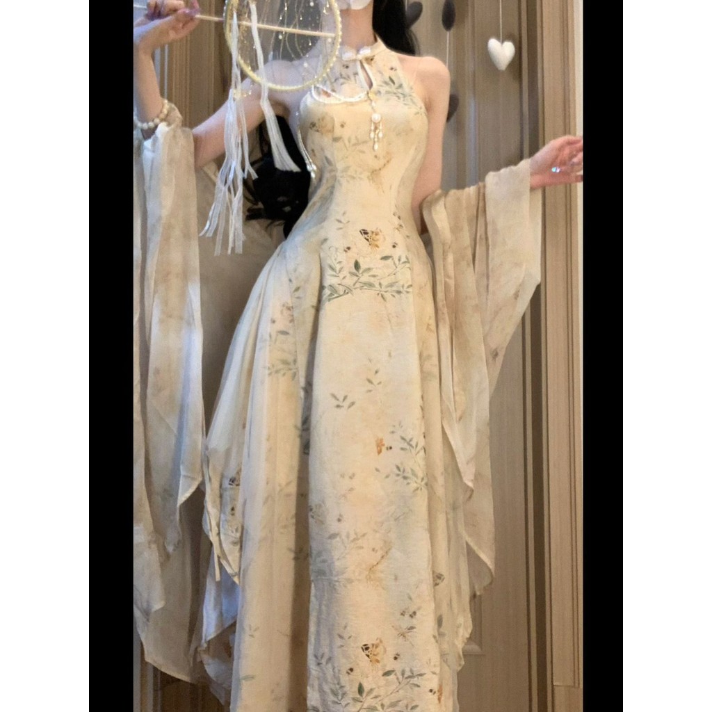 ขายร้อน! F & X Hanfu Mirror Flower Water Moon · กระโปรงกี่เพ้าเย็บแบบปรับปรุงใหม่สไตล์จีนชุดเดรสสไตล์ชาติพันธุ์ชุดคาร์ดิแกนผีเสื้อฤดูร้อน