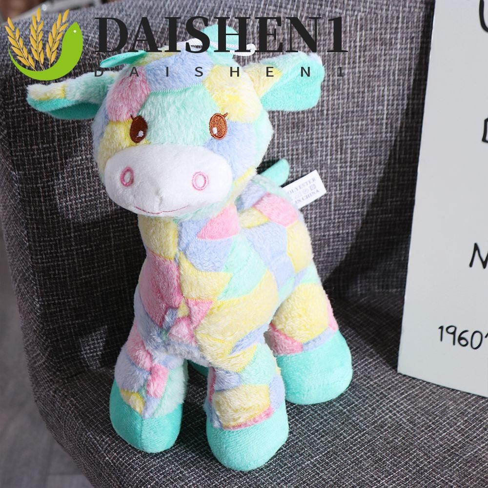 Daishen1 หมอนตุ๊กตานุ่ม รูปยีราฟ สีรุ้ง สําหรับตกแต่งบ้าน โซฟา เตียง