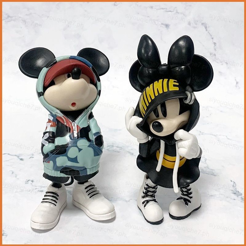 Siy7 Mickey Mouse Action Figure Disney อินเทรนด์เสื้อกันหนาว Mickey Mouse และ Minnie Mouse ตุ๊กตาของ