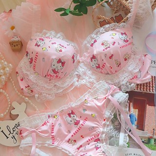 หวานน่ารักชุดชั้นในสตรีลูกไม้ชุดชั้นในหน้าอกเล็กรวบรวมชุดไร้…