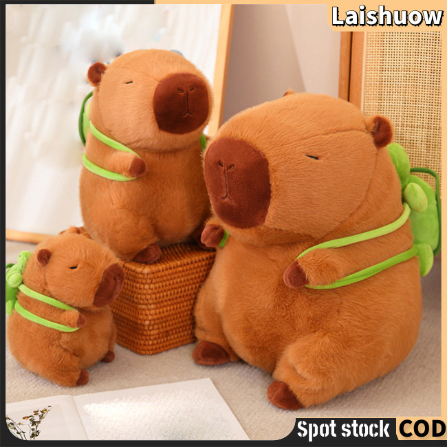 Laishuow Capybara Rodent ของเล่นตุ๊กตาด้านหลังเต่าน่ารักการ์ตูนสัตว์ Hydrochoerrus ตุ๊กตาตุ๊กตานุ่มของเล่นคริสต์มาสของขวัญของเล่น