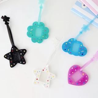 Ins ดาวน่ารัก 1 นิ้วซิลิโคน Glitter Idol Card Holder ID Photo การ์ดขนาดเล็ก Soft Gel เชือกผู้ถือบัตรขนาดเล็ก
