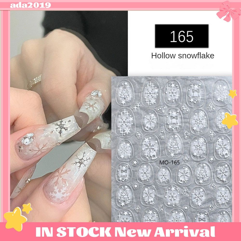 ตกแต่งเล็บ Hollow Snowflake ตกแต่งเล็บและอุปกรณ์เสริม Stylish ยอดนิยมนูนสติกเกอร์เล็บฤดูใบไม้ร่วงและฤดูหนาวเล็บและ Pedicure สติกเกอร์โบว์