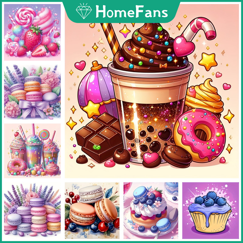 HF Charming ขนม 5D DIY ชุดภาพวาดเพชร Cosmic Cross เพชรเย็บปักถักร้อยภาพวาด Rhinestone โมเสคเพชร Art Home Decor ภาพวาด