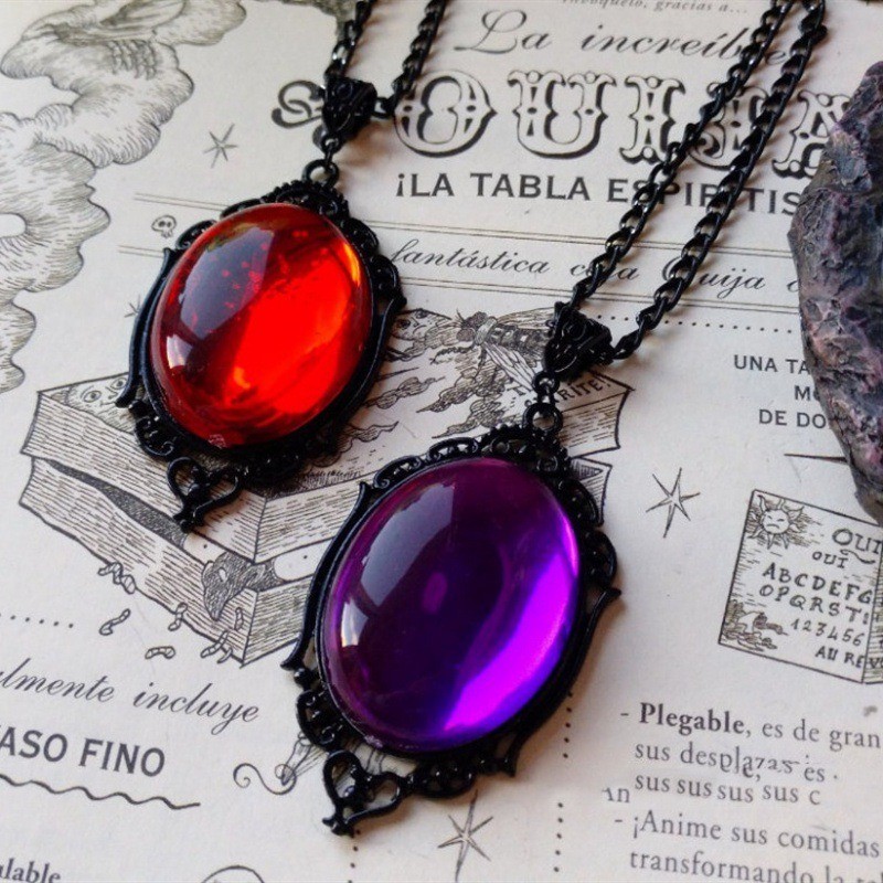Retro Devil ฮาโลวีน Magic เครื่องประดับสร้อยคอ Stardust Gothic อะคริลิคบรรเทาคริสตัลจี้ Clavicle Chain