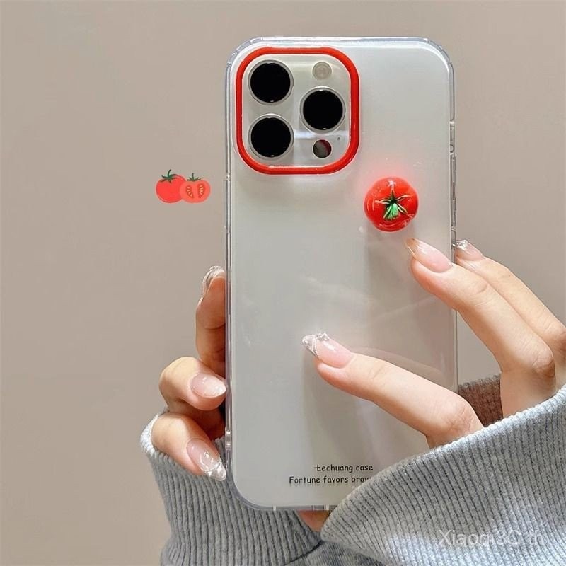 เคสโทรศัพท์มือถือสำหรับ iPhone 7 8 x XS XR xsmax 11 12 13 14 15 16 Pro Max PLUS ตุ๊กตามะเขือเทศภาษาอังกฤษแบบเรียบง่ายหุ้มทั้งตัวเคสนิ่มกันกระแทกเคสป้องกันเคส0hka