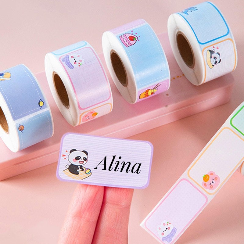 สติกเกอร์ชื่อการ์ตูนน่ารักกันน้ําฉีกขาดที่เขียนด้วยลายมือกาวการเรียงลําดับสติกเกอร์ TZ085