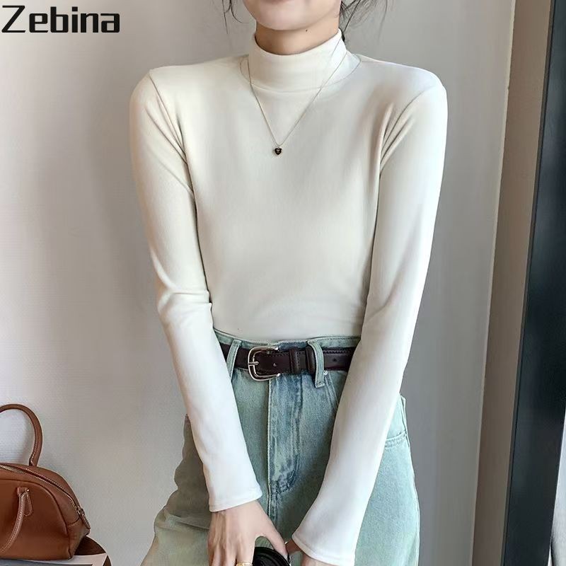 Zebina เสื้อเชิ้ตแขนยาวผู้หญิง Dralon/เสื้อเชิ้ต Bottoming คอตั้ง