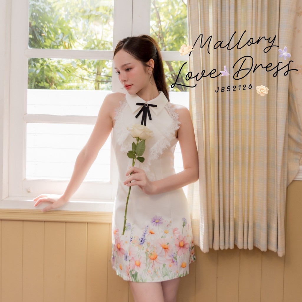 #JBS2126 Mallory Love dress มินิเดรส+เข็มกลัดโบว์