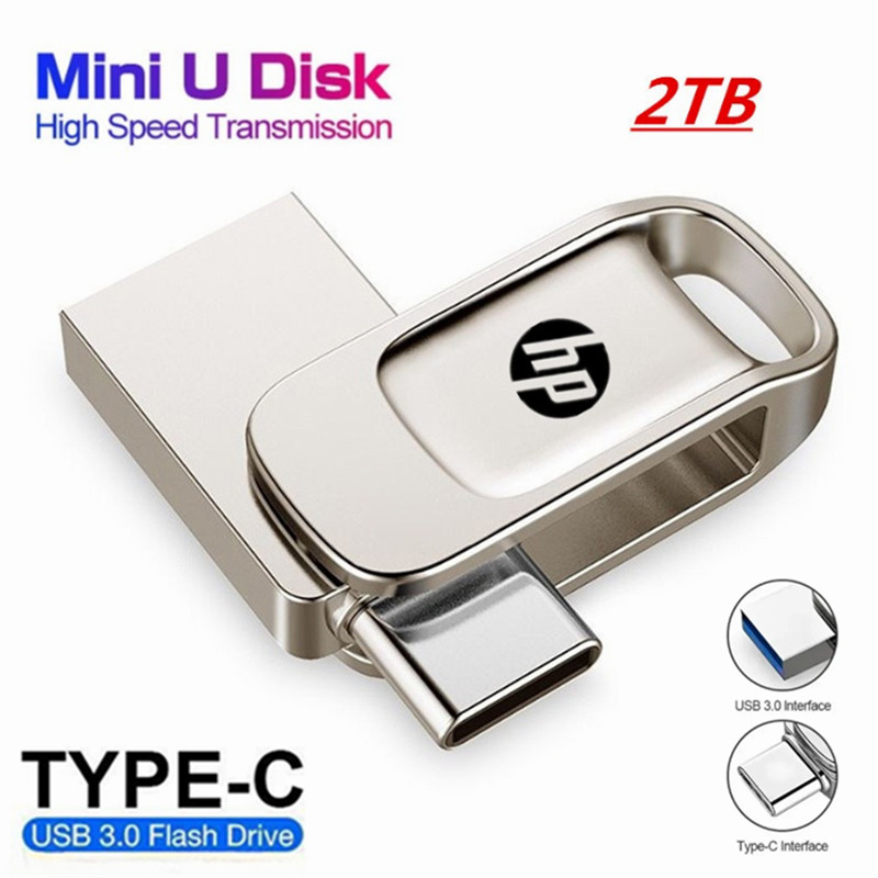 Hp 1TB 2TB OTG Type-C ไดรฟ์ปากกามินิโลหะ USB Memory Stick USB Stick Key สําหรับ Android iPad PC OTG USB แฟลชไดรฟ์