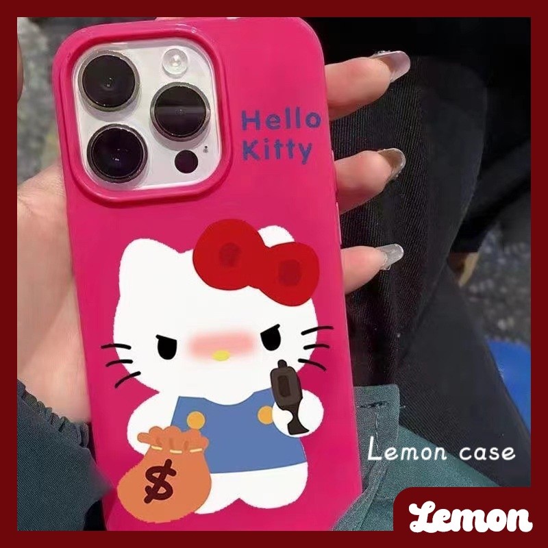 เคสนิ่ม สีชมพูแมวน่ารัก Rose Red โทรศัพท์มือถือสําหรับกรณี iphone 15 15promax 14promax 14plus 13pro 13promax 11 11pro 12promax 12mini XR 7p 8plus พื้นผิวสดใสเนื้อ