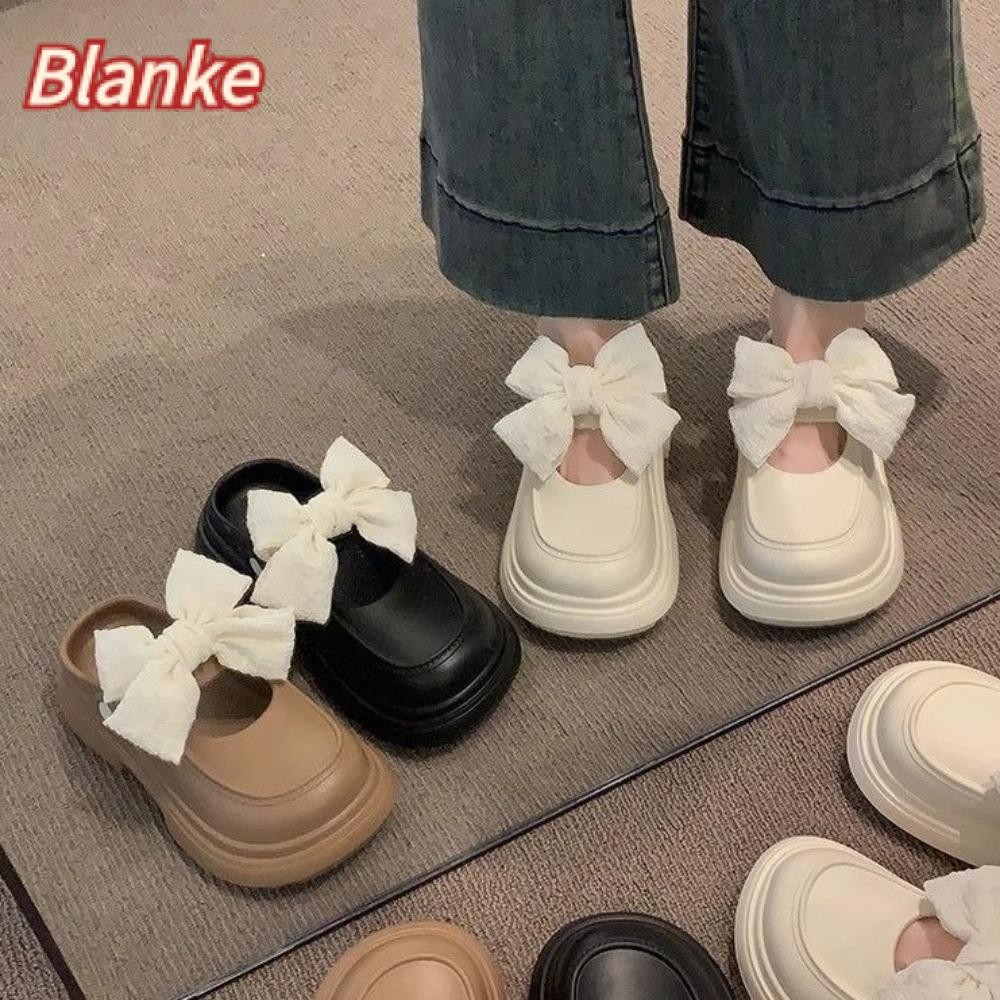Blanke รองเท้าแตะปิดหัว,รองเท้าแตะผู้หญิงผูกโบว์ใหญ่ EVA,รองเท้าแตะห้องน้ําแฟชั่นกันลื่นนุ่มพิเศษสวมใส่กลางแจ้ง