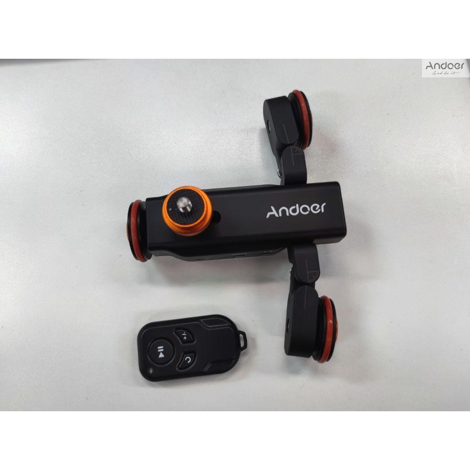 Andoer มอเตอร์กล้องวิดีโอ Dolly ขนาดระบุ Auto Dolly Motorized Video Slider Skater 3 ความเร็วปรับ 2.4G รีโมทคอนโทรลผู้ถือโทรศัพท์ Ballhead เปลี่ยน fo
