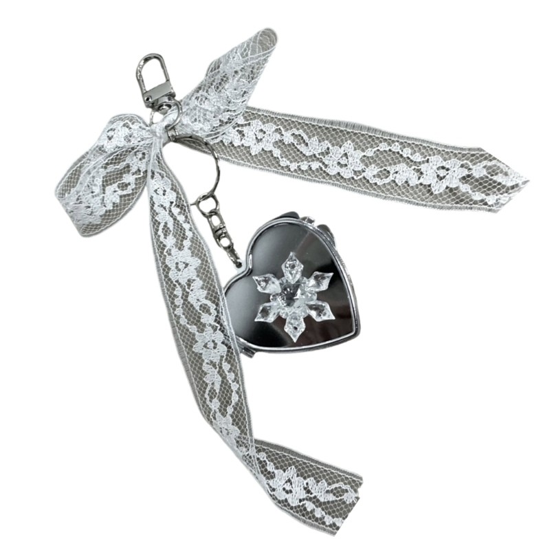 หัว แบบพกพาเกล็ดหิมะลูกไม้หัวใจกระจกจี้พวงกุญแจเสน่ห์ที่มีการออกแบบโซ่สําหรับพกพาง่ายและแต่งหน้าประจําวัน - รูปที่ 5