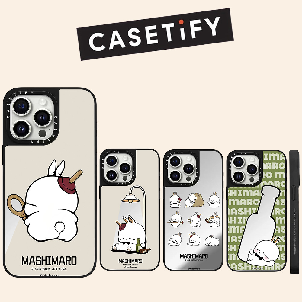 Casetify น่ารัก Mashimaro กระจก Hard เคสโทรศัพท์สําหรับ iPhone 16 Pro Max 16 Plus 15 Pro Max 14 13 12 11 กันกระแทกด้านหลังอะคริลิคปลอก
