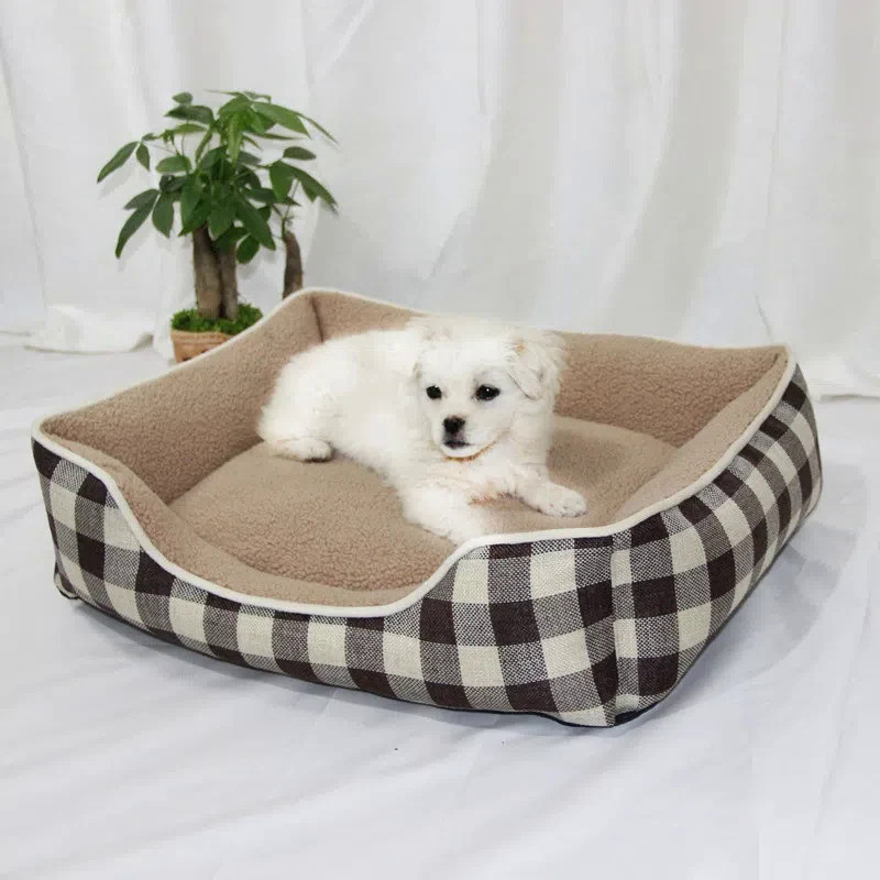 S-XXL Large Pet Cat Dog Bed Warm Plaid Dog House Soft Fleece Nest Dog Baskets House Mat Autumn Winte