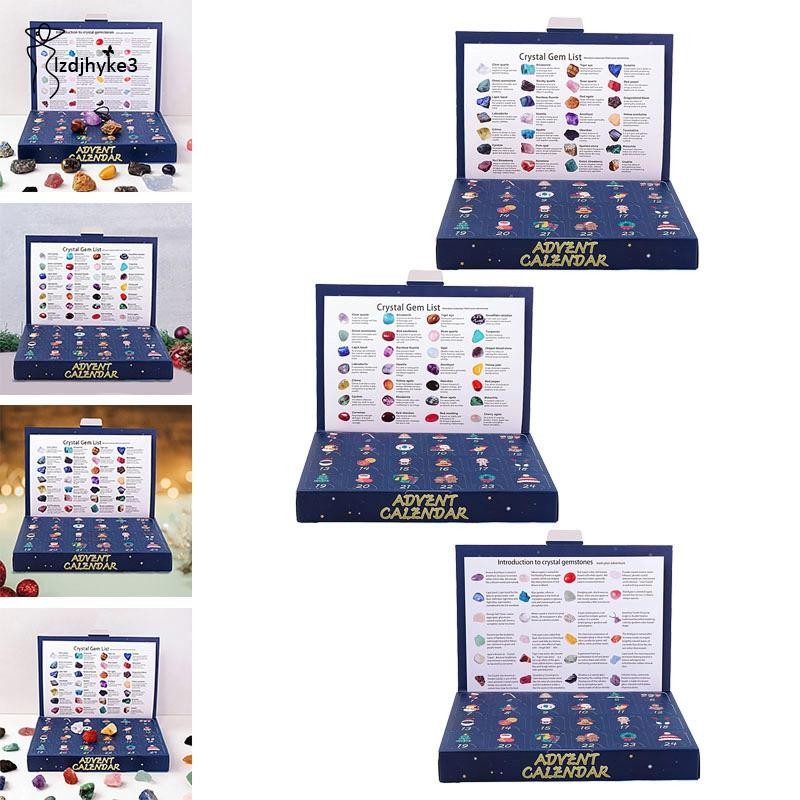 [lzdjhyke3] Xmas Advent Calendar 2024 24 วันพร้อม 24 หินการศึกษา Mineral Christmas