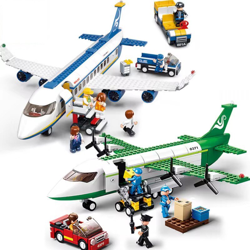 City Airplane Airbus Cargo Aircraft Building Blocks ชุดของเล่น DIY เครื่องบินรุ่นอิฐของเล่นเพื่อการศึกษาสําหรับเด็ก Boys