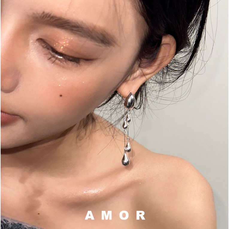 Waterdrop Flow Su Long ต่างหูสไตล์สวมใส่คู่ด้านหน้าและด้านหลัง