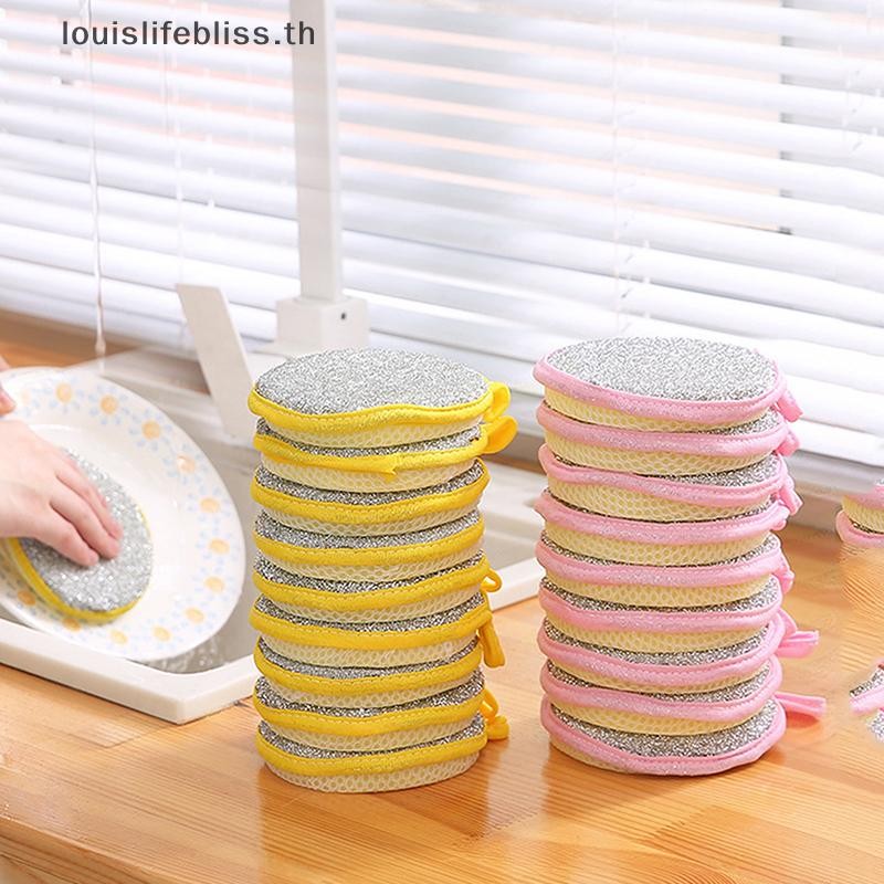 Louislifebliss 1/5PCS สองด้านฟองน้ําล้างจานจานซักผ้าแปรงบนโต๊ะอาหาร Pan หม้อจานล้างฟองน้ําในครัวเรือนทําความสะอาดครัวเครื่องมือใหม่