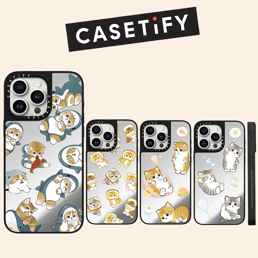 Casetify Mofusand แมวกระจก Hard เคสโทรศัพท์สําหรับ iPhone 16 Pro Max 16 Plus 15 Pro Max 14 13 12 11 กรณีกันกระแทกด้านหลังอะคริลิคปลอก