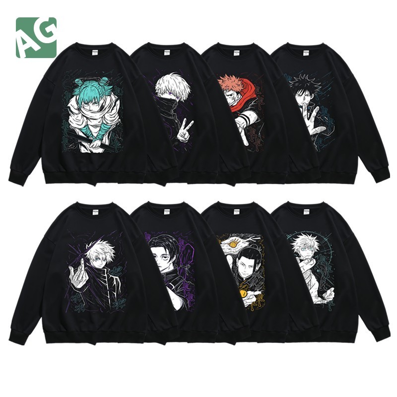 Satoru Gojo Jujutsu Kaisen อะนิเมะการ์ตูนฤดูใบไม้ร่วงและฤดูหนาวเสื้อสเวตเตอร์แขนยาวคอกลมสำหรับผู้ชายและผู้หญิง