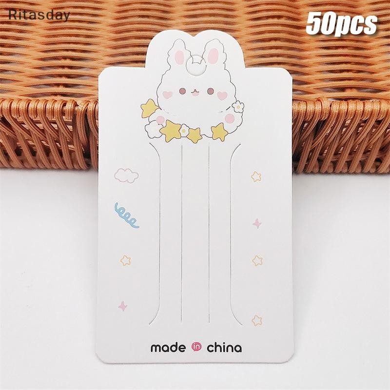 Ritasday 50pcs Bunny Star การ์ดสําหรับผมสาย Hairpin Handmade DIY เครื่องประดับกระดาษแข็งแพคเกจคลิปผมสีขาว Craft Hang Tag การ์ดใหม่