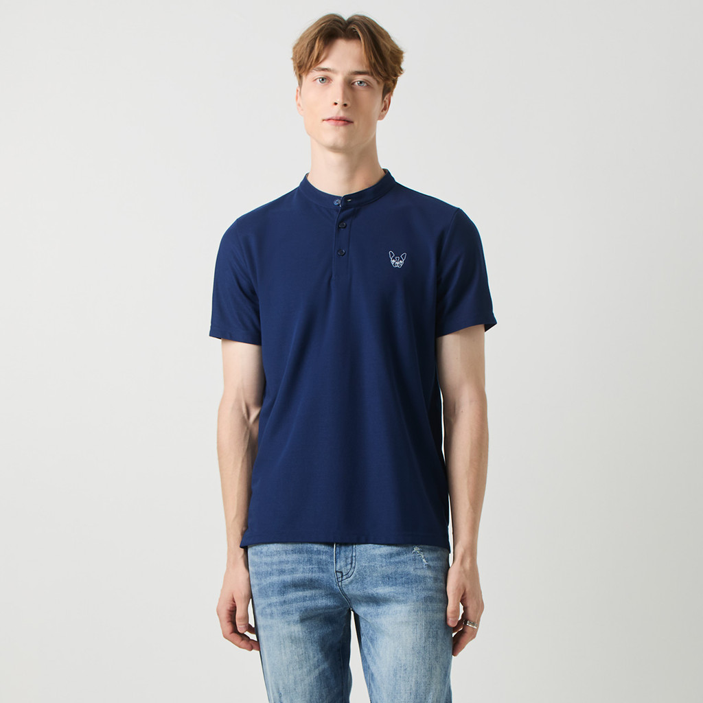 ESP เสื้อโปโลคอจีน เฟรนช์ชี่ ผู้ชาย สีน้ำเงิน | Frenchie Polo Shirt | 03954