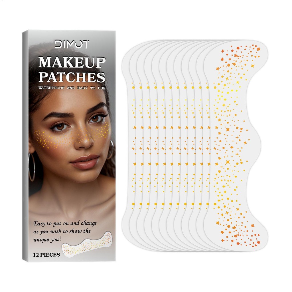 Glitter Speckle Sticker สติ๊กเกอร์หน้ากลิตเตอร์ชั่วคราว Gold Silver Glitter Face Makeup Patch ช่วยให้