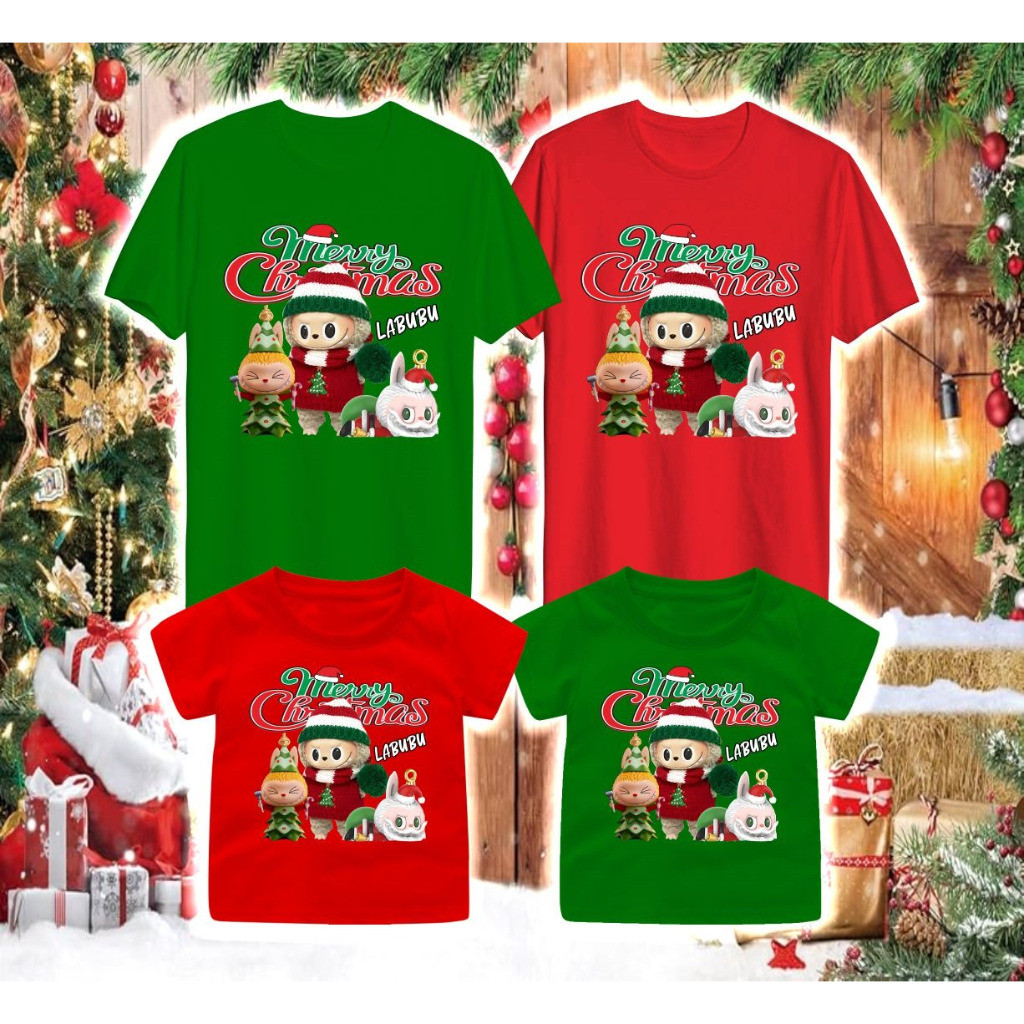 Merry Christmas Labubu Top เสื้อยืดสําหรับชาย/หญิง 1-12 ปี/TEENAGE/ADULTS S-7XL S-5XL