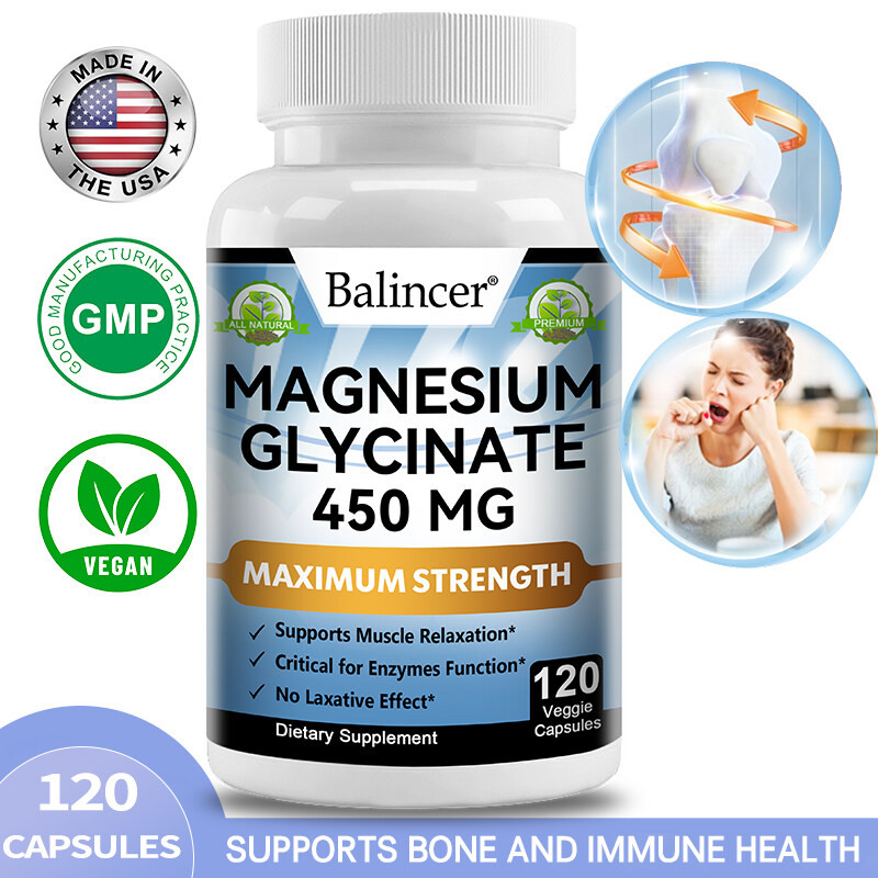 Balincer Magnesium Glycinate อาหารเสริมเสริมสร้างภูมิคุ้มกันช่วยให้ฟังก์ชั่นกล้ามเนื้อ กระดูก และหัวใจ และรองรับการนอนหลับ