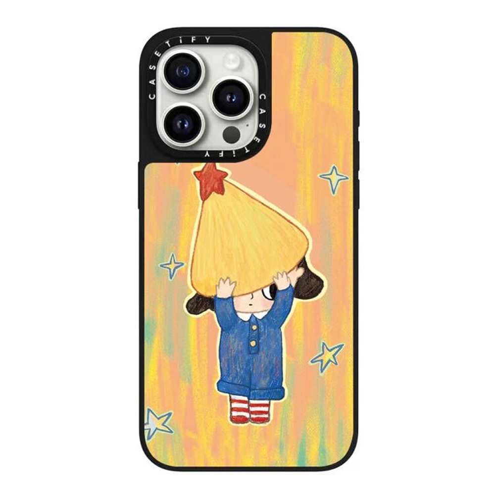 Casetif POP MART Graffiti Girl เคสโทรศัพท์กระจกคุณภาพสูงสําหรับ IPhone 16 15 14 13 12 11 Pro Max 15 plus 14 mini 15pro X XS XR XSAMX กันกระแทก Hard Case Anti Fall Cover