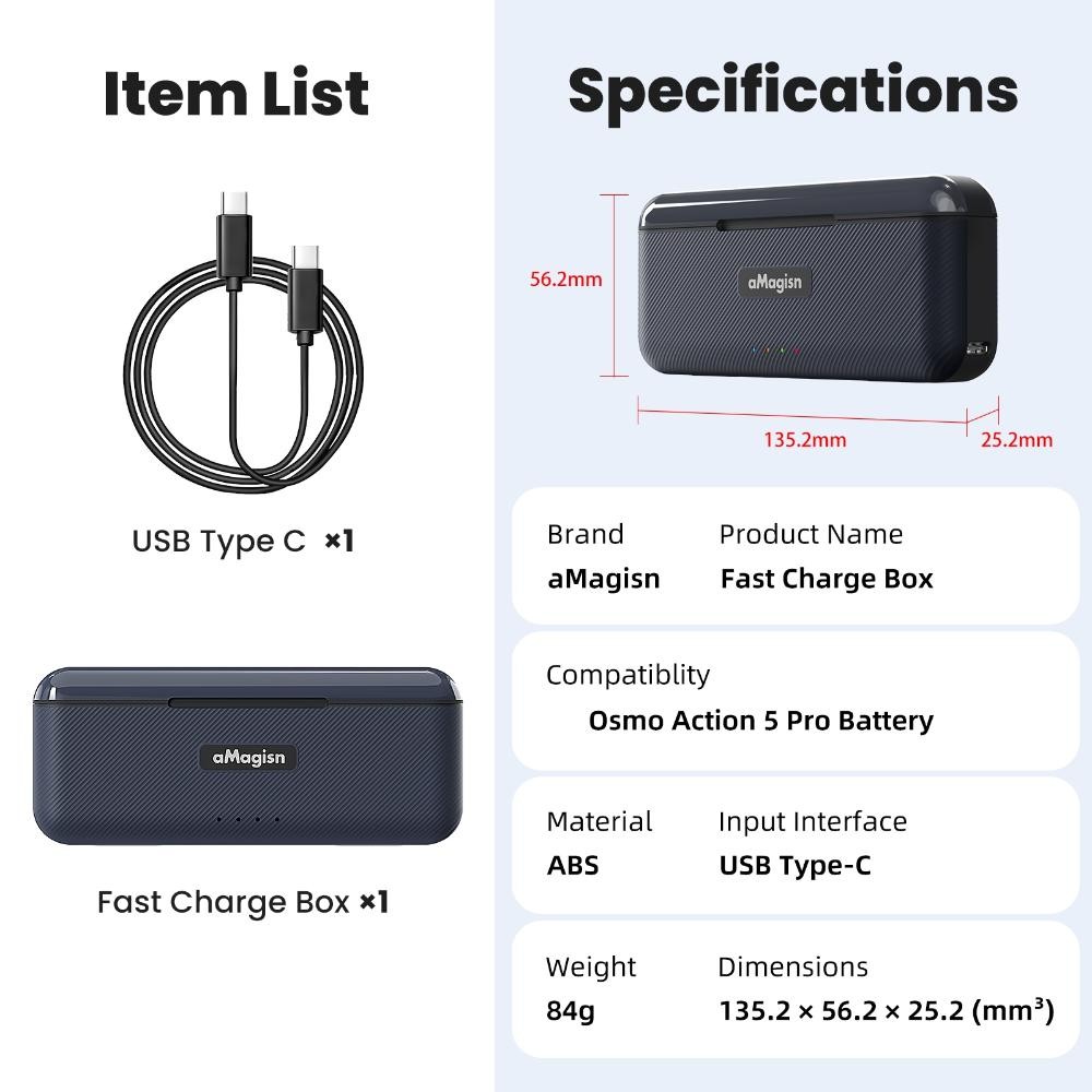 Fast Charging Hub สําหรับ DJI Osmo Action 5 Pro, Quick แบบพกพา 3 ช่องแบตเตอรี่ชาร์จสถานีใช้งานร่วมกับ DJI Osmo Action 5 Pro Charger กีฬากล้องอุปกรณ์เสริม