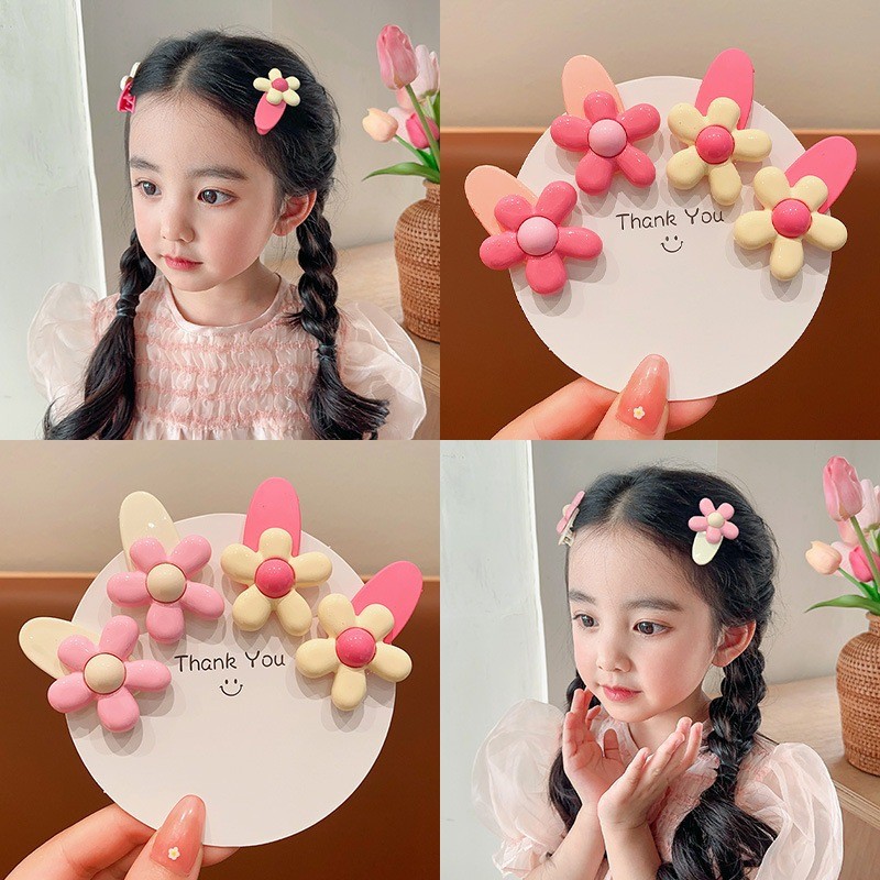 กิ๊บติดผมดอกไม้สีชมพูหวานคลิปหน้าม้าผู้หญิงน่ารัก BB คลิปเครื่องประดับผมแฟชั่น