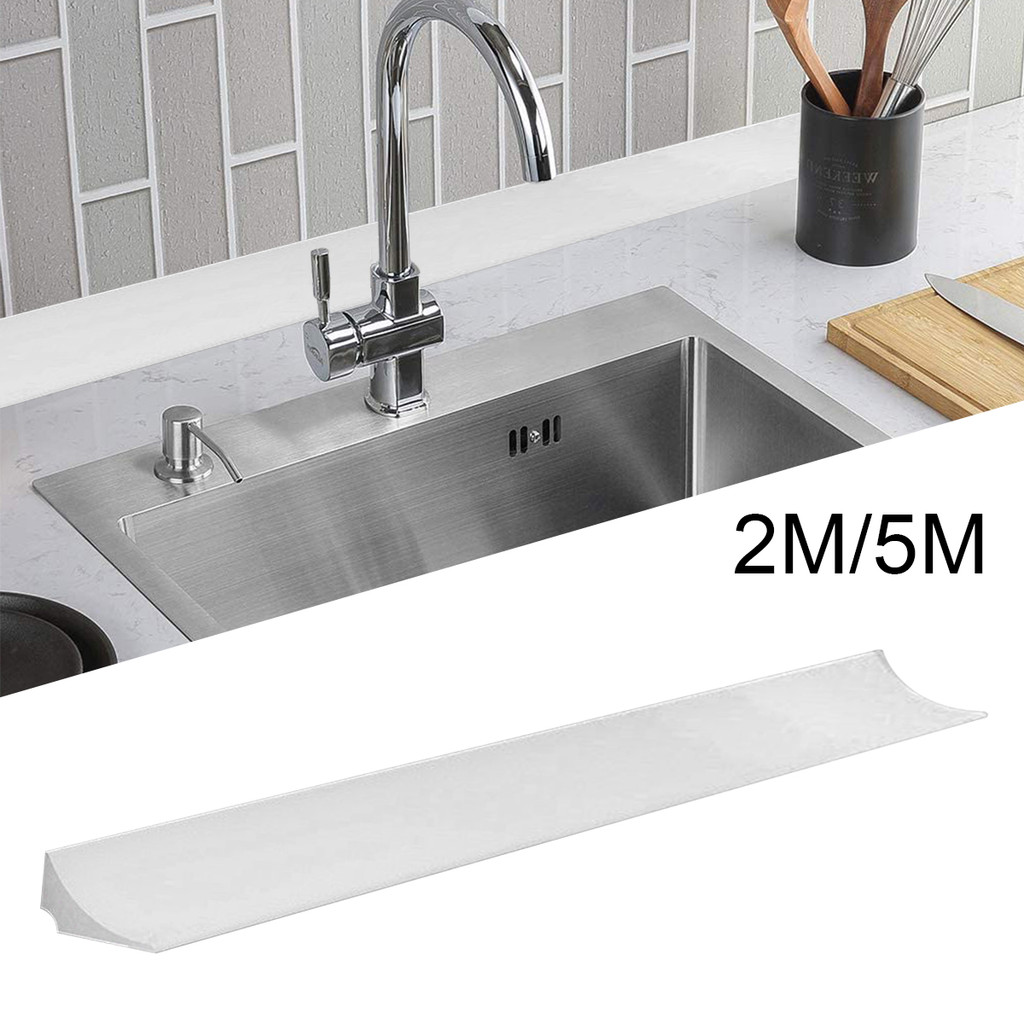 2/5m ห้องครัวห้องน้ํา Water Stopper ซิลิโคนยึด Strip Water Shower Dam น้ําท่วม Barrier แห้งและเปียกแยก Blocker