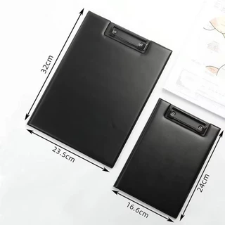 HORIZ 1 ชิ้น A4 A5 คลิปบอร์ด, พร้อมหัวเข็มขัดคลิป PU หนังแฟ้มการประชุม, พับสีดํา Ultra-Smooth แผ่นเขียน Office Supply