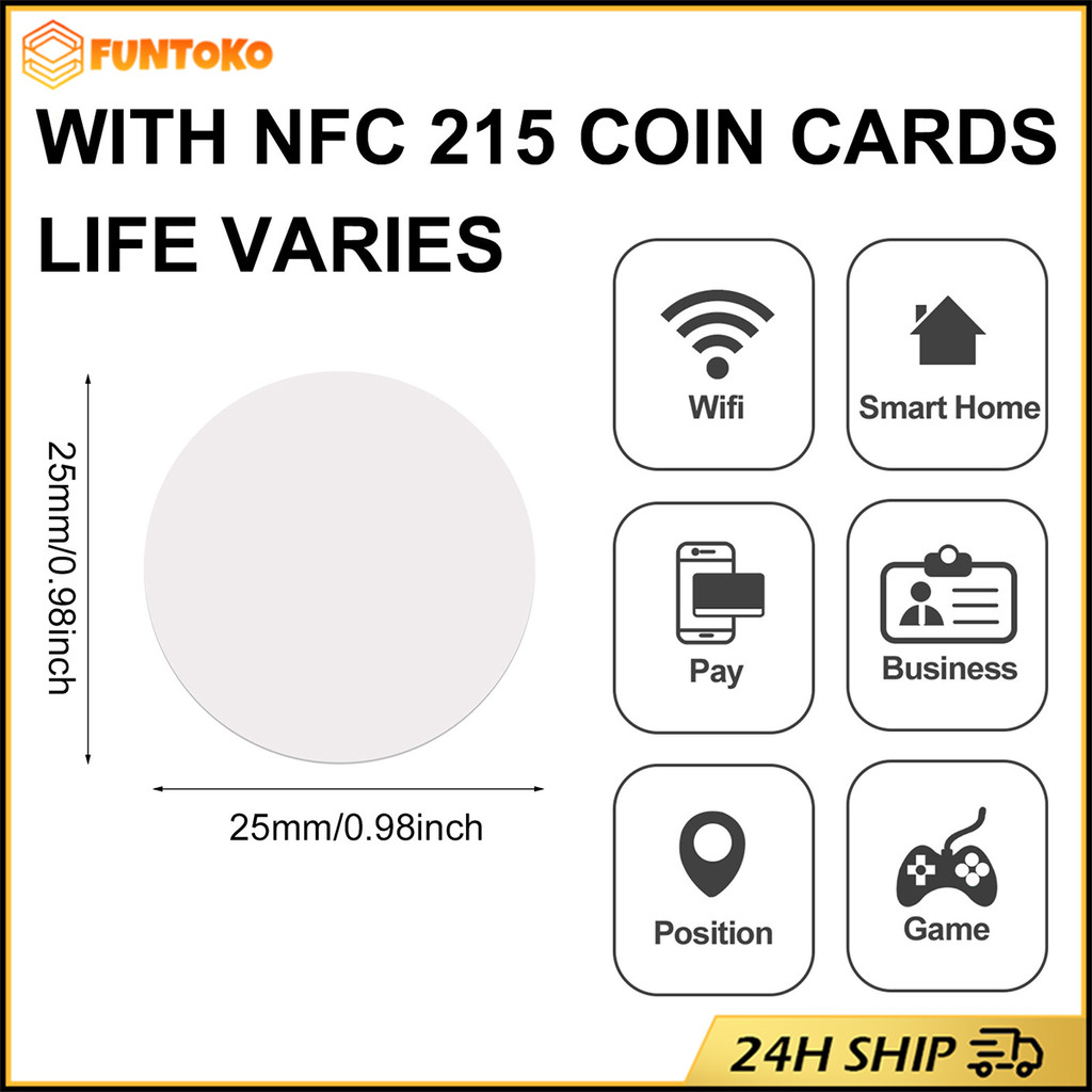 สินค้ามีคุณภาพ NTAG215 NFC COIN CARD การ์ด สีขาวแบบวงกลม สำหรับทำAmiibo นามบัตรอิเล็กทรอนิค