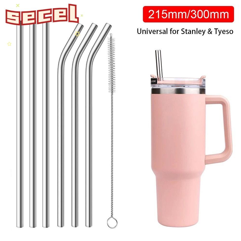 Secel 1 ชิ้นถ้วยฟาง, 6 มิลลิเมตร 8 มิลลิเมตรดื่มหลอดสแตนเลส,นํามาใช้ใหม่เงินตรง Bent เปลี่ยนหลอดสําหรับ 30 ออนซ์ 40 ออนซ์ Tyeso ถ้วย