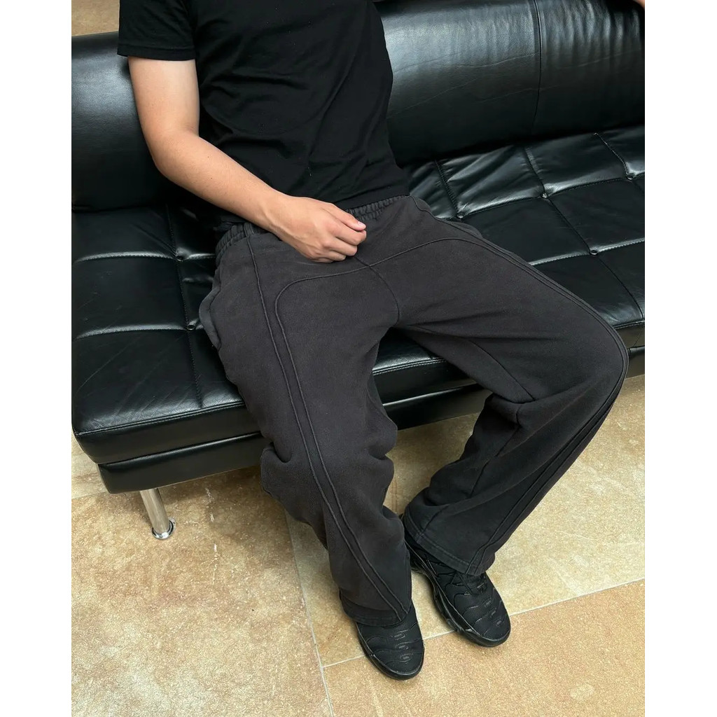 2024 High Street อินเทรนด์ตรงกางเกงลําลองอเมริกัน Harajuku Retro Splicing ขนาดใหญ่ Sweatpants ผู้ชายส่วนบุคคล Streetwear
