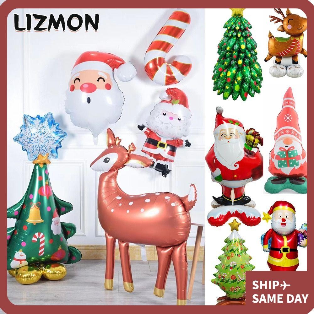 Lizmon Xmas Party เครื่องประดับบอลลูน,คริสต์มาสชุดลูกโป่งฟอยล์ขนาดใหญ่,ต้นคริสต์มาส Santa Claus ของเล่นเด็กยืนบอลลูนบ้านปี Party Supply